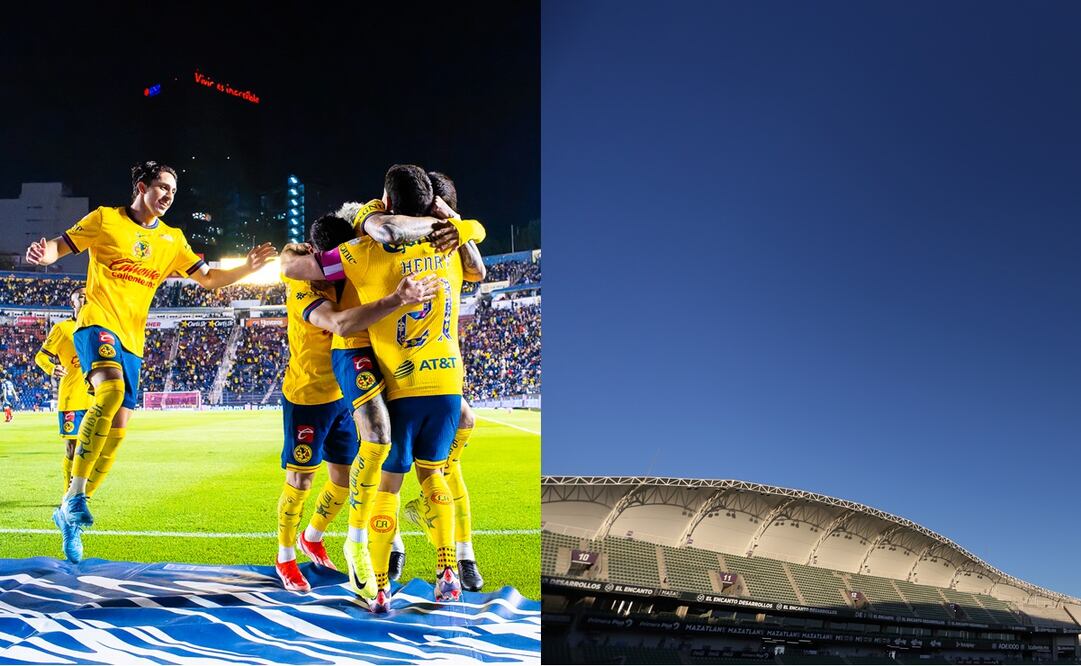 América en festejo y el Estadio Encanto - Fotos: Imago7