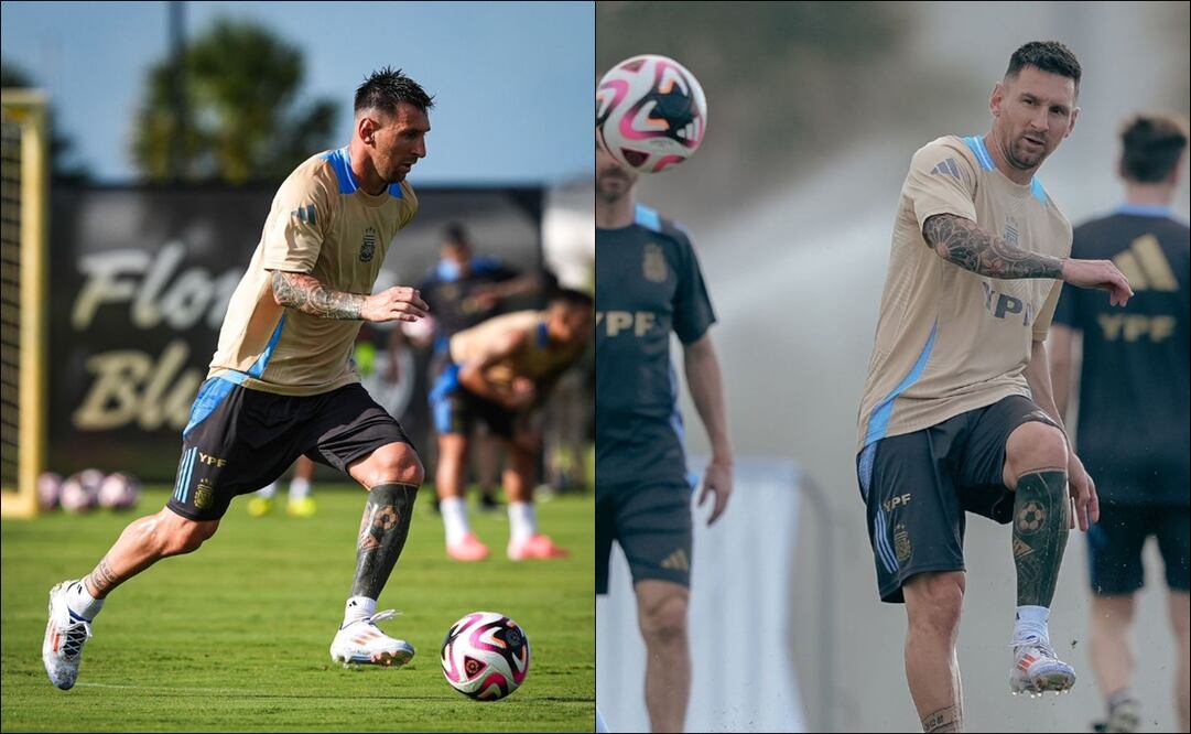 Lionel Messi entrena con la selección de Argentina. FOTO: @afaseleccion