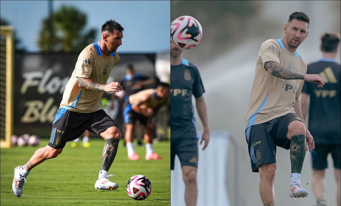 Lionel Messi entrena con la selección de Argentina. FOTO: @afaseleccion