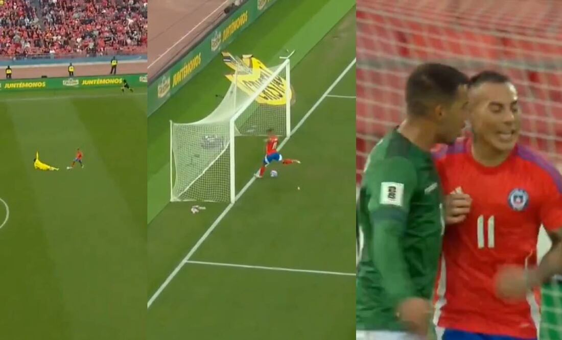 Edu Vargas aprovechó la lesión del portero de Bolivia para empatar del manera parcial el juego de Chile. Foto: Especial
