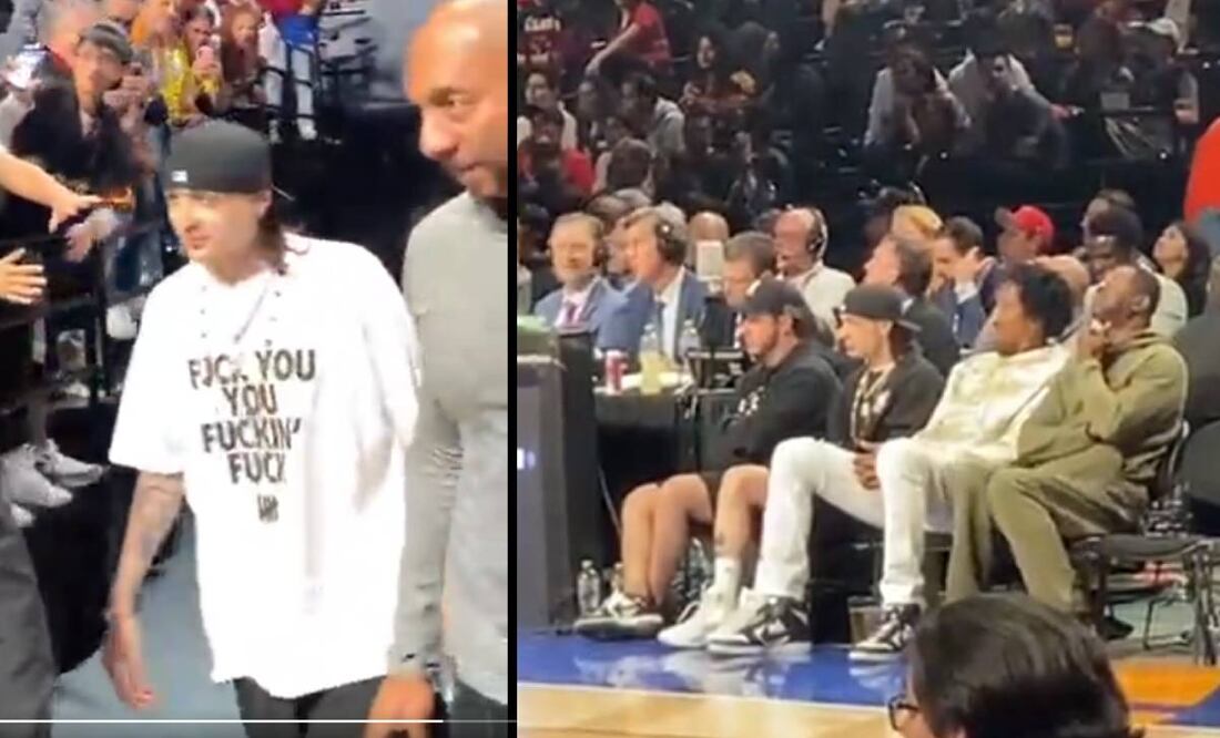 Peso Pluma estuvo en los asientos de honor junto a Scottie Pippen. Foto: Especial