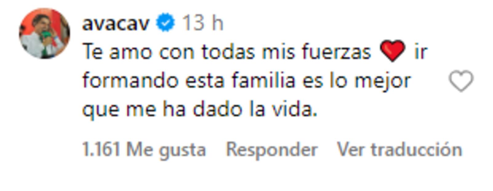 Este fue el mensaje de Andrés Vaca a su pareja. FOTO: @avacav