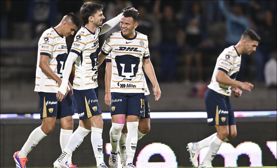 Ignacio Pussetto, de Pumas, celebra su gol ante Tijuana. FOTO: Imago7