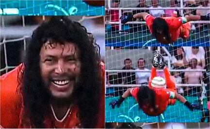 René Higuita replicó la jugada del 'escorpión' en un partido amistoso en Colombia