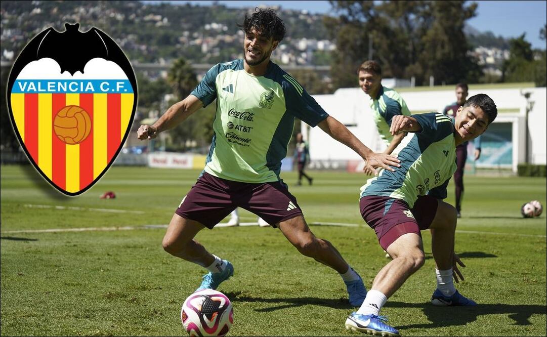Raúl Jiménez y Obed Vargas, durante un entrenamiento de la Selección Mexicana. FOTO: Imago7