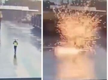 Video: Rayo cae sobre guardia de seguridad y se salva de morir rostizado