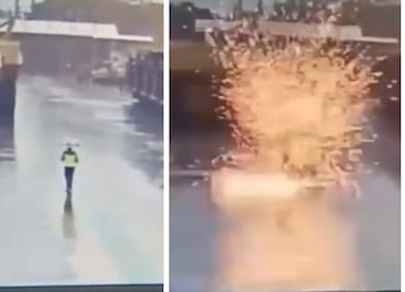 Video: Rayo cae sobre guardia de seguridad y se salva de morir rostizado