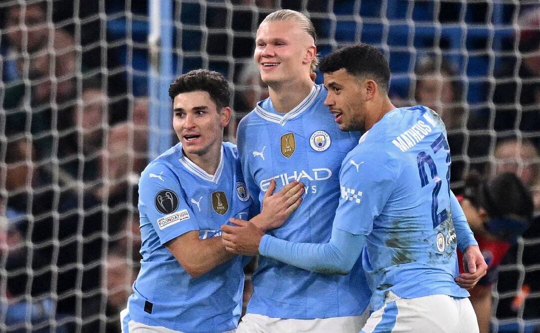 Haaland festeja el gol que sentenció el pase del Manchester City a Cuartos de la Champions. Foto: AFP