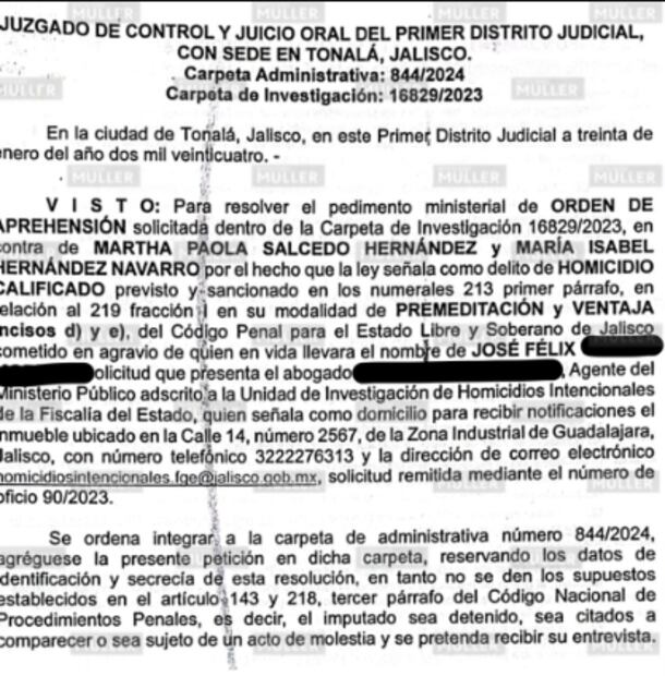 Así luce la orden de aprehensión en contra de María Isabel Hernández Navarro. FOTO: Especial