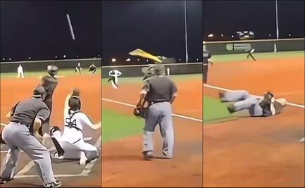 Pelotero juvenil conecta un jonrón espectacular y al hacer su 'bat flip' noqueó al ampáyer