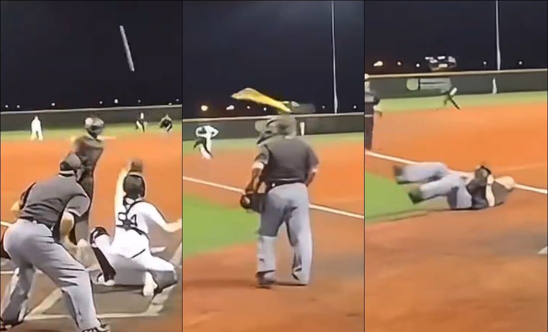 Ampáyer termina noqueado tras ser golpeado en la cabeza con un bat. FOTO: Capturas