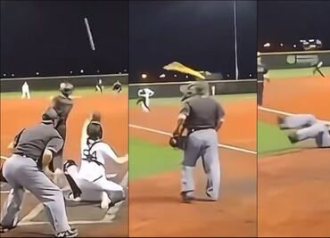 Pelotero juvenil conecta un jonrón espectacular y al hacer su 'bat flip' noqueó al ampáyer