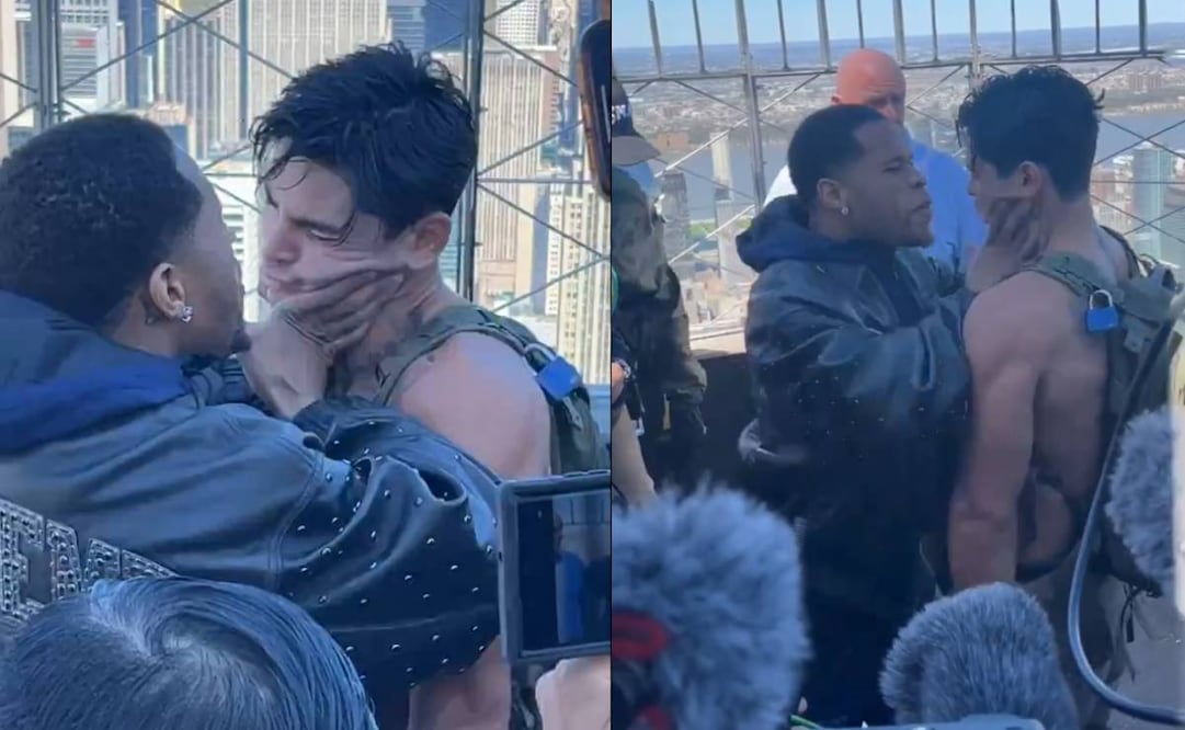Devin Haney le conectó un certero derechazo a Ryan García en su ultimo 'face to face'. Foto: Especial