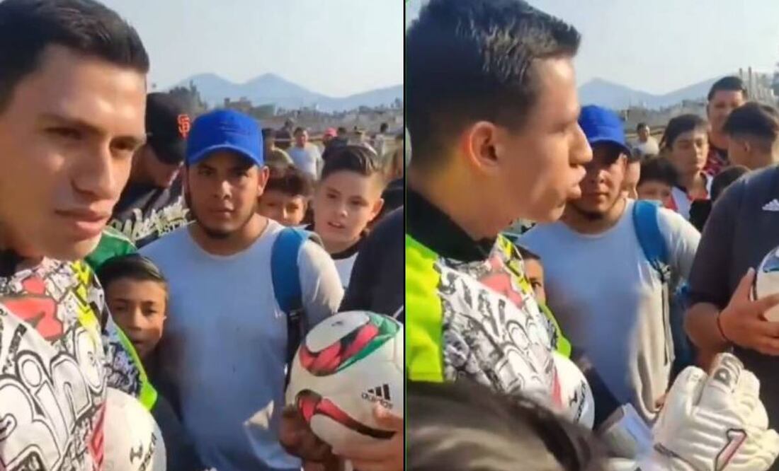 Luis Ángel Malagón charla con los aficionados que le llamaron 'mam...'. FOTO: Capturas