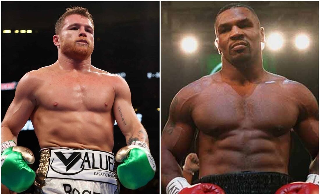Saúl 'Canelo' Álvarez y Mike Tyson en su momento como boxeador / FOTOS: AP y AFP