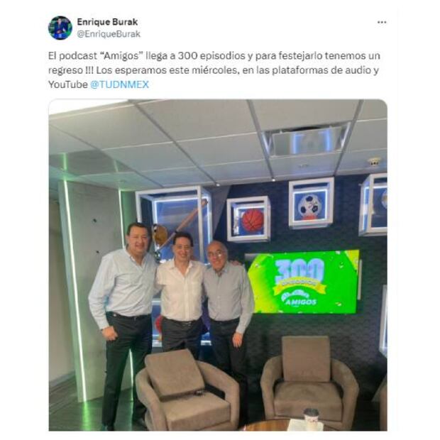 Enrique Burak anunció que Pepe Segarra se unió a la celebración por los 300 episodios del podcast 'Amigos'. Foto: Especial