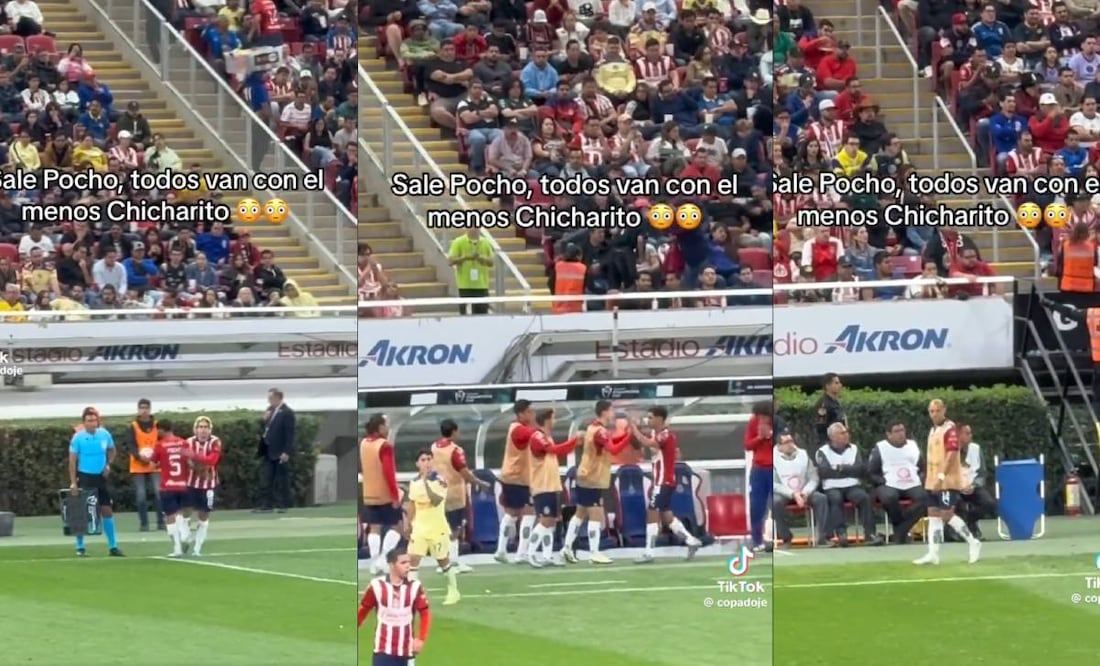 Cuando salió el Pocho Guzmán de cambio ante América, Chicharito fue el único que no se acercó a recibirlo. Foto: Especial