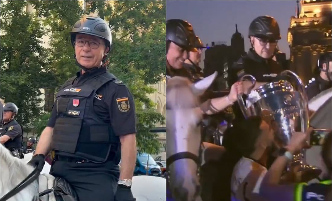 El padre de Dani Carvajal, quien es policía, escoltó al equipo madridista en sus festejos. FOTOS: Capturas