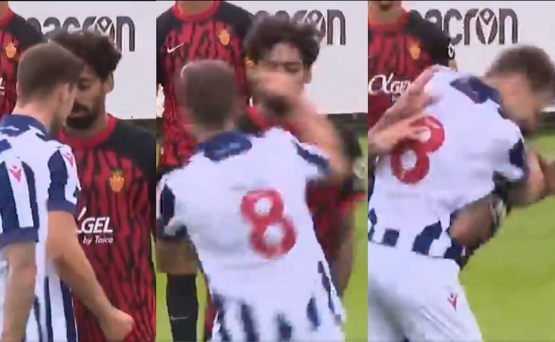 Jayson Molumby y Samú Costa se fueron a los golpes en un amistoso entre el West Bromwich Albion y Mallorca. Foto: Especial