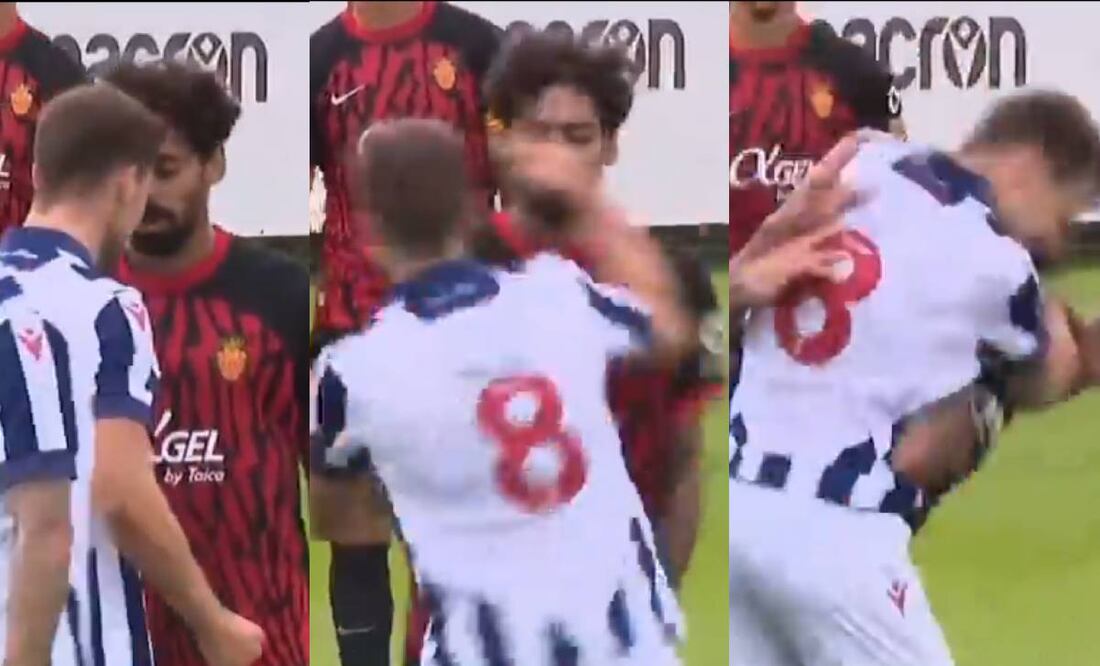 Jayson Molumby y Samú Costa se fueron a los golpes en un amistoso entre el West Bromwich Albion y Mallorca. Foto: Especial