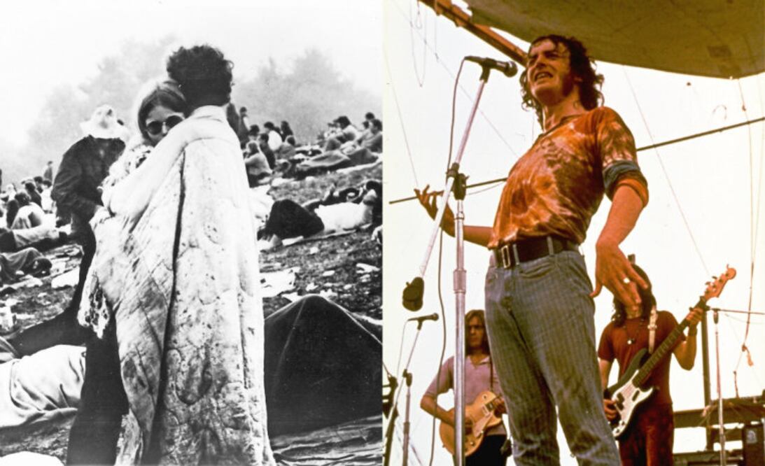 Esta foto de una pareja abrasándose envuelta en una cobija durante “Woodstock” le ha dado la vuelta al mundo. Joe Cocker en su presentación del festival. Fotos AP.