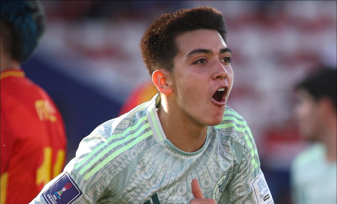 Gilberto Mora celebra una de sus anotaciones ante España en el Mundial Sub 20. FOTO: @miseleccionsubs