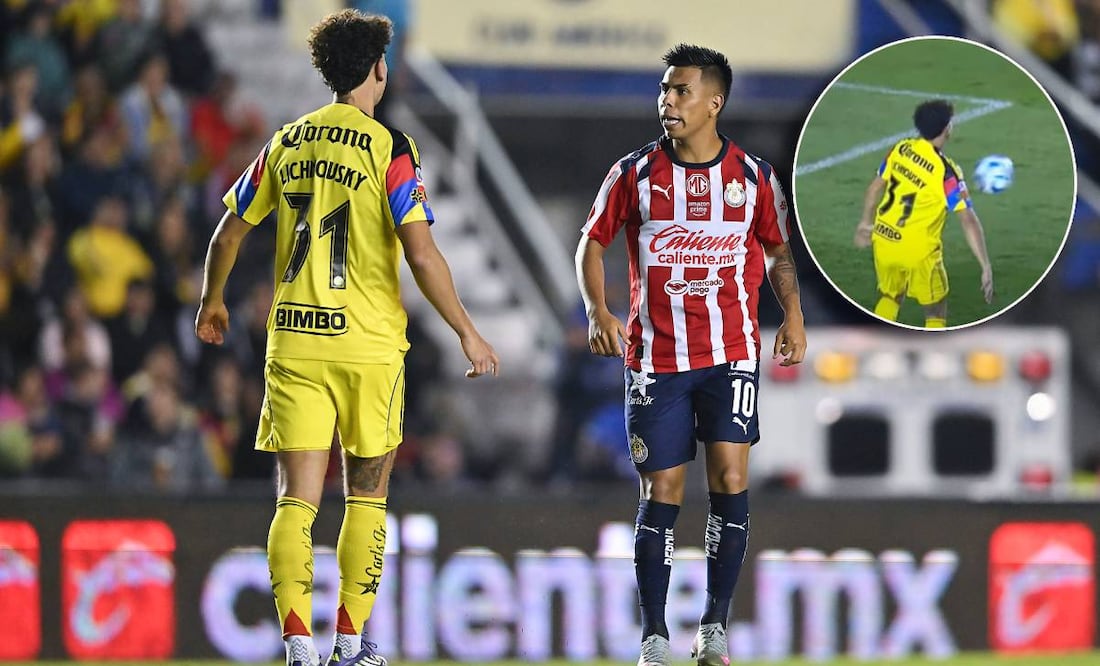 Así fue la jugada de la supuesta mano del jugador del América. FOTO: Imago7 / Captura