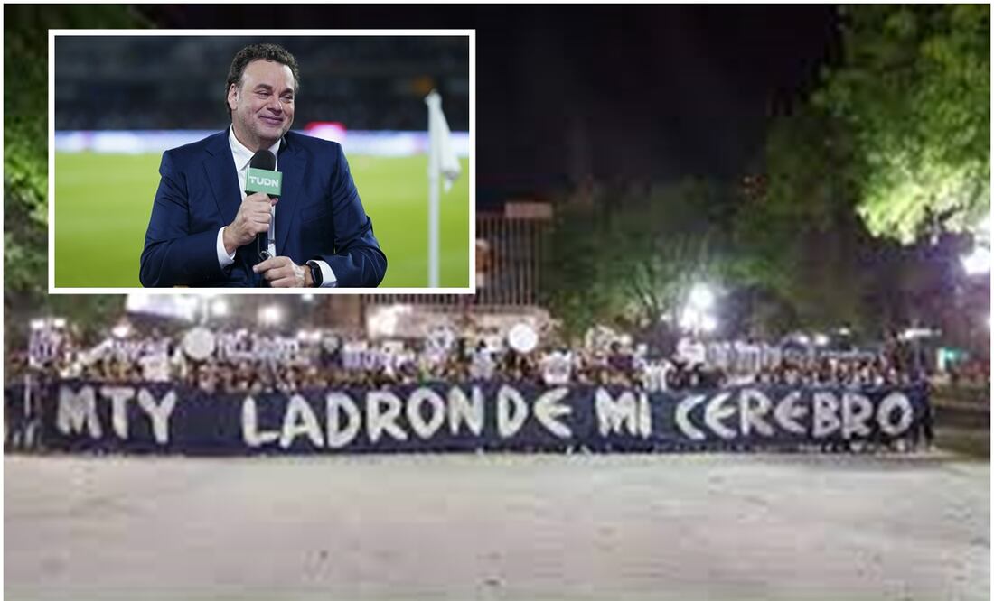 David Faitelson en TUDN y barra de Rayados con manta / FOTOS: Imago7 y Especial