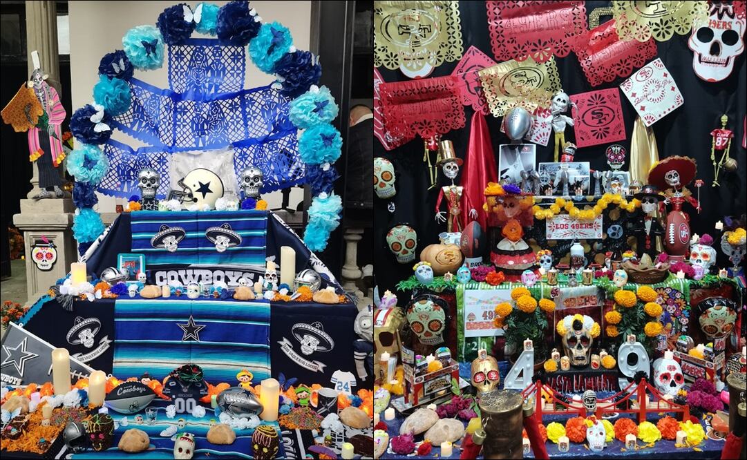 Así lucen las ofrendas dedicadas a los equipos de la NFL. FOTO: Leobardo Vázquez / El Universal