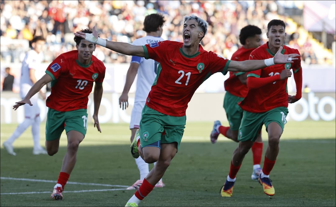 Yassir Zabiri, de Marruecos, celebra un gol en el duelo de cuartos de final de la Copa Mundial Sub-20 ante Estados Unidos. FOTO: EFE