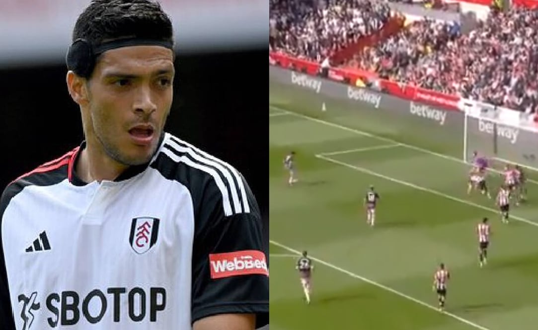 Raúl Jiménez con el Fulham y jugada donde falló una ocasión clara de gol / FOTO: AP y Captura