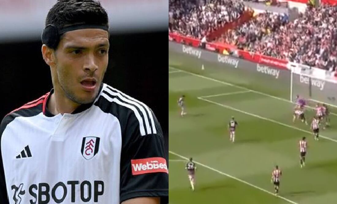 Raúl Jiménez con el Fulham y jugada donde falló una ocasión clara de gol / FOTO: AP y Captura