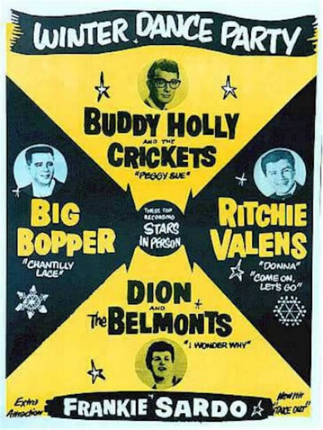 El avionazo en el que murieron Buddy Holly, Ritchie Valens y Bopper