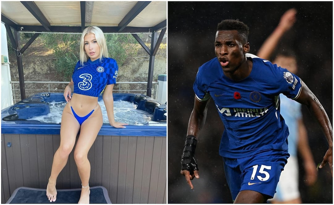 Astrid Wett con la playera del Chelsea y Nicolas Jackson festejando un gol / FOTOS: Instagram @wettastrid y @jackson.nj11