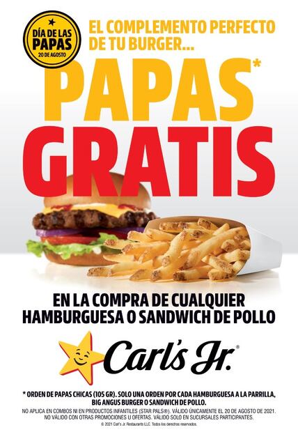 Carls Jr. festeja el Día de las Papas Fritas regalando papas
