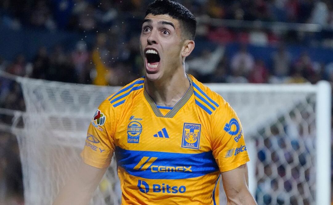 Juan Brunetta celebrando su primer gol con Tigres ante San Luis / FOTO: Imago7