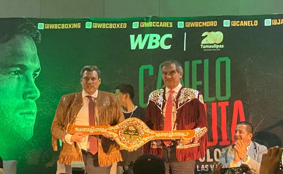 Mauricio Sulaimán presentó el ‘Cinturón Tamaulipas’ y aseguró que Canelo “tiene todo para perder” - Foto: Nicolás Schiller