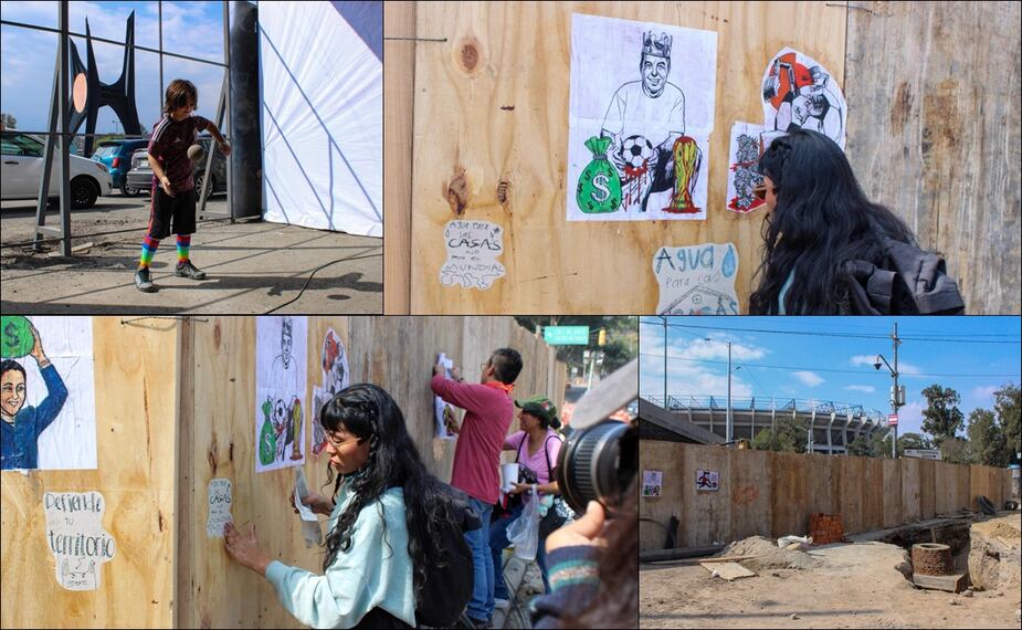 Vecinos de Santa Úrsula protestan en contra del Mundial y Televisa, por la falta de agua en la zona aledaña al Estadio Azteca. FOTOS: Maritza Villagómez | EL UNIVERSAL