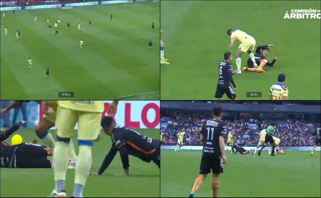 Estas son partes del video analizado por el VAR en el partido entre América y Pachuca. FOTO: Captura