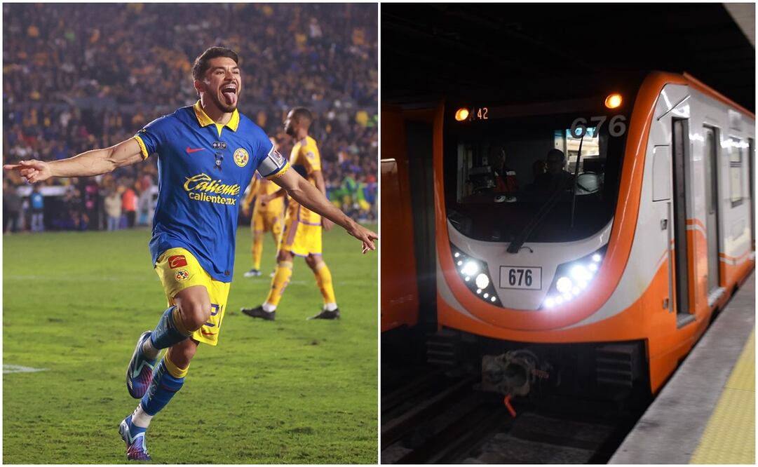Henry Martín celebrando ante Tigres y Metro de la CDMX / FOTO: Imago7 e Instagram @metrocdmx