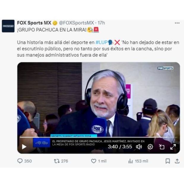 Fox Sports lanzó un reportaje en contra de Grupo Pachuca y Jesús Martínez. Foto: Especial