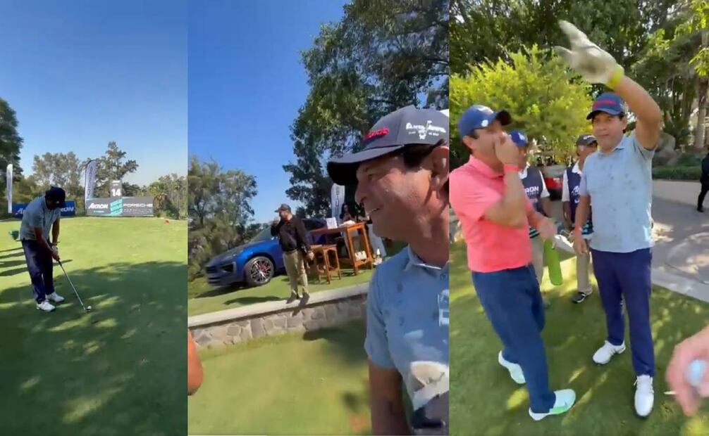 Cardozo festeja incrédulo luego de que realizó un hoyo en uno que lo hizo ganar un Porsche. Foto: Especial