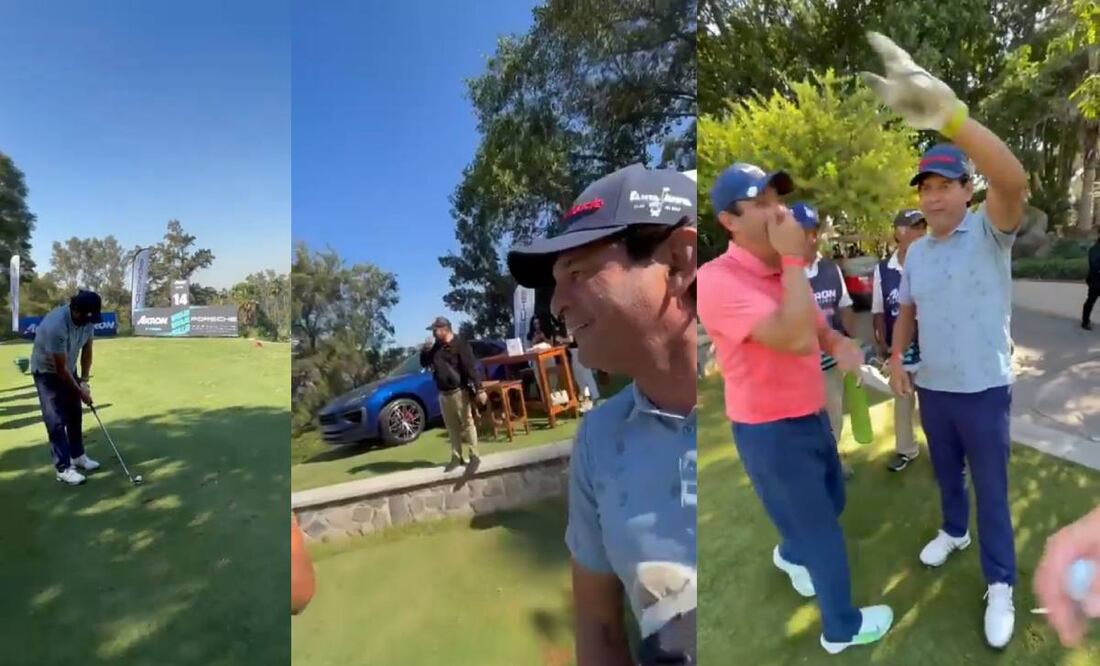 Cardozo festeja incrédulo luego de que realizó un hoyo en uno que lo hizo ganar un Porsche. Foto: Especial