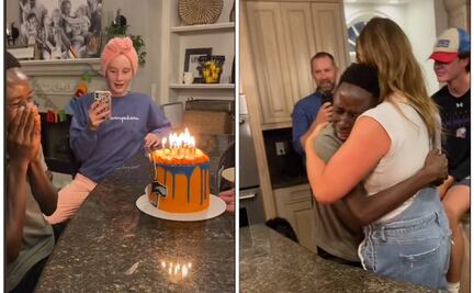 Joven adoptado llora al ver su primer pastel de cumpleaños