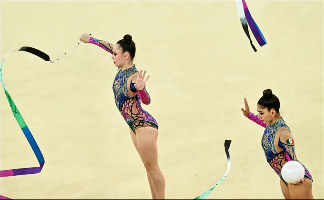 El equipo de gimnasia rítmica, durante su participación en París 2024. FOTO: AFP