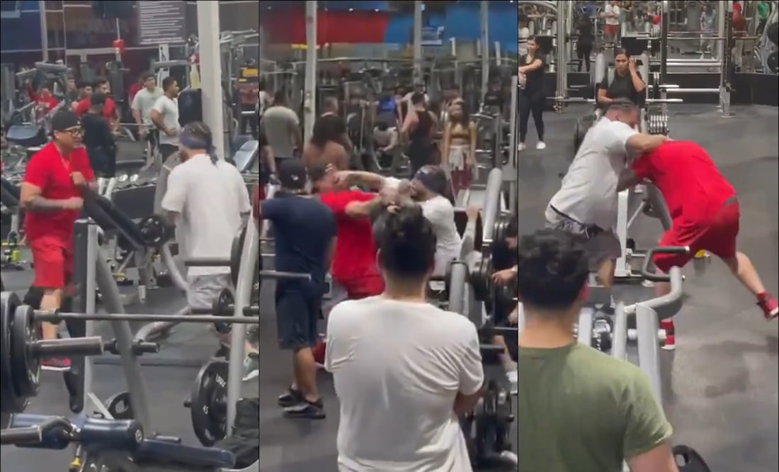 Dos hombres protagonizan brutal pelea en un gimnasio. FOTO: Capturas