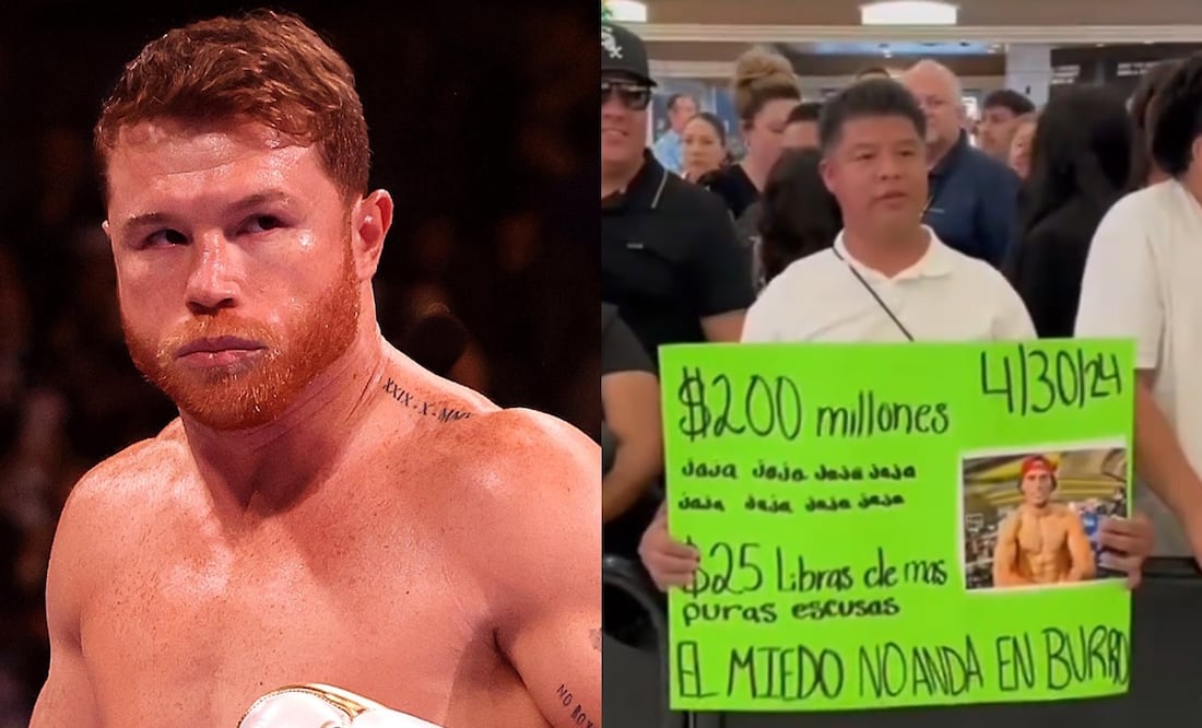 'Canelo' Álvarez previo a una pelea y aficionado criticándolo por no pelear con Benavidez / FOTO: EFE y Captura