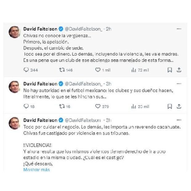 David Faitelson dedicó varios mensajes en redes sociales a Chivas y la Liga MX. Foto: Especial