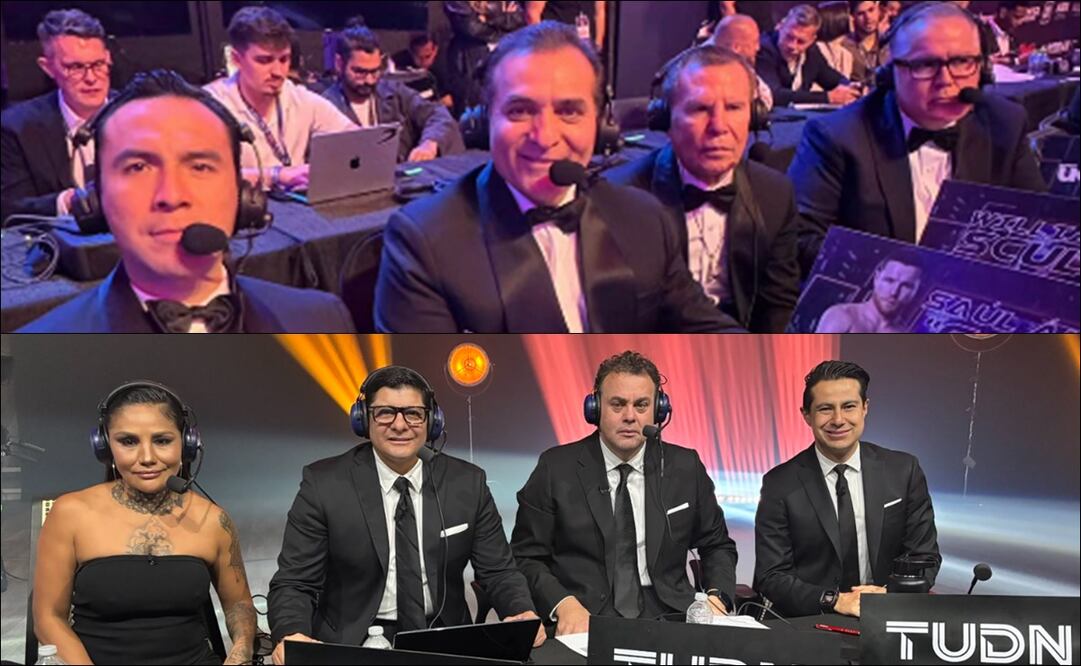 Así se mostraron los equipos de TV Azteca y TUDN previo a la pelea del Canelo en Arabia Saudita. FOTOS: Especiales