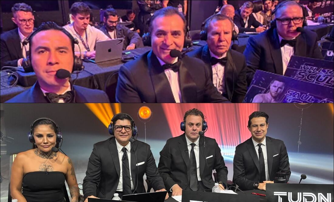 Así se mostraron los equipos de TV Azteca y TUDN previo a la pelea del Canelo en Arabia Saudita. FOTOS: Especiales